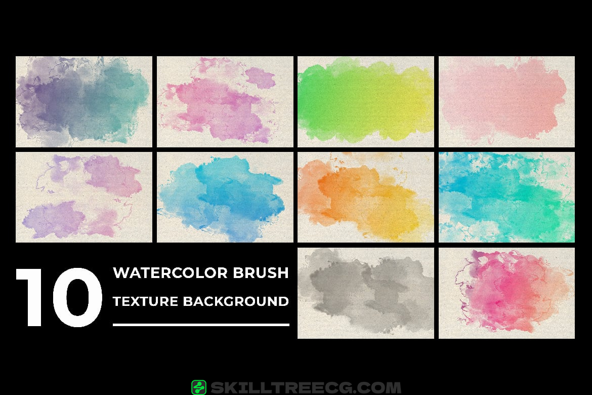 图片[2]-10 Watercolor Brush Texture Background（424454）-技能树